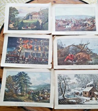 Vintage 1950s Currier And Ives Wall Calendar Prints By The Travelers Ins Co.