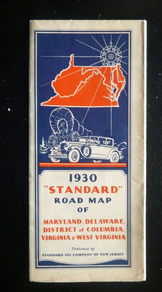 1930 Maryland Delaware D.  C.  Virginia West Road Map Esso Oil Gas