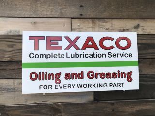 Antique Vintage Old Style Texaco Oil & Greasing Service Station Sign