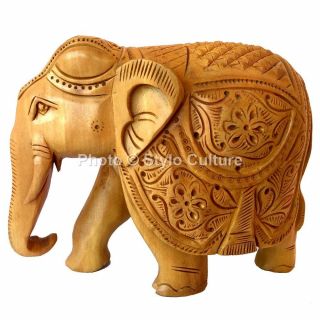 Indian Wooden Brown Elephant Carved Hanging Wall Art Collectible Elephant Wild