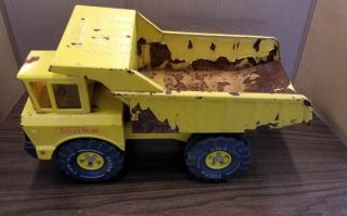 Vintage Yellow Pressed Steel Tonka Xmb 975 Dump Truck 2