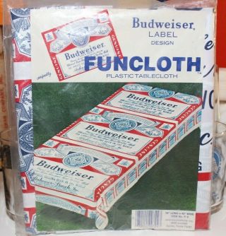 Budweiser Label Design Funcloth Plastic Tablecloth In Package Vintage 76 " X46
