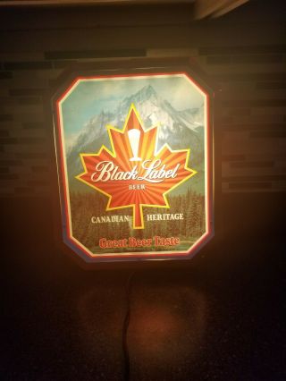 Vintage Black Label Beer/canadian Heritage Lighted Beer Sign.