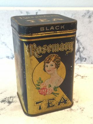 Vintage Rosemary Tea Tin Samuel Kunin & Sons Chicago Il 20’s 30’s Advertising