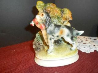 English Setter With Pheasant Vintage Figurine Approx.  7 " Long
