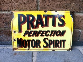 Vintage Pratts Perfection Motor Spirit Porcelain Enamel Sign