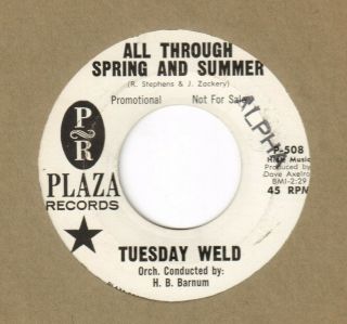 Rare Tuesday Weld Are You The Boy / All Through Spring Summer Plaza Promo 45 Vg,