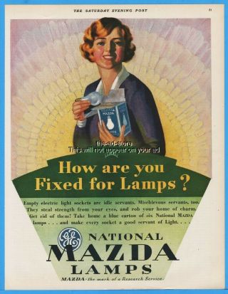 1929 National Mazda Lamps Ge Cleveland Oh Light Bulb How Are You Fixed Art Ad