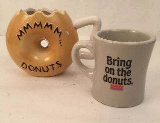 2 Donut Mugs Vtg Dunkin 