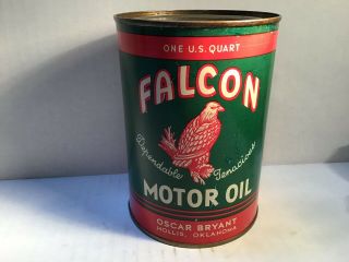 Vintage Falcon Oil Can Quart Metal Gas Rare Handy Sign Tin Sunoco Shell Sinclair
