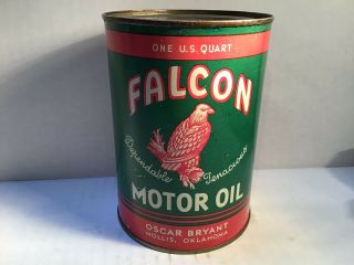 Vintage Falcon Oil Can Quart Metal Gas Rare Handy Sign Tin Sunoco Shell Sinclair 2