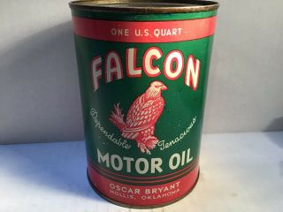 Vintage Falcon Oil Can Quart Metal Gas Rare Handy Sign Tin Sunoco Shell Sinclair 3