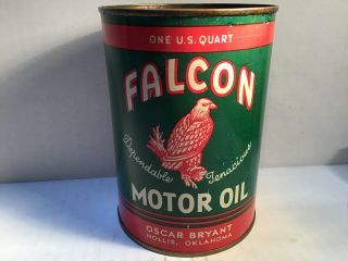Vintage Falcon Oil Can Quart Metal Gas Rare Handy Sign Tin Sunoco Shell Sinclair 4