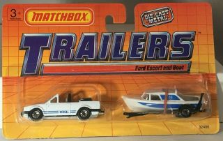 Matchbox Trailers - - - 1990 - Made In Thailand - Ford Escort And Boat