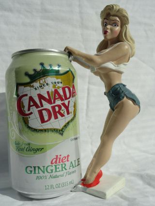 Rare Bottoms Up Sexy Pin - Up Blonde Beer Soda Can Clip - On Handle R.  Demarz Ganz