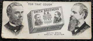 Antique Victorian Smith Brothers Cough Drops Ink Blotter Paper Ad Engraving