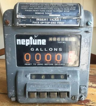 Vintage Neptune Print - O - Meter Model 434 Auto - Stop Gas Register Flow Meter