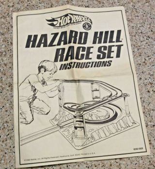 Hot Wheels 1969 Hazard Hill Race Set Instructions Only - Very Rare Htf