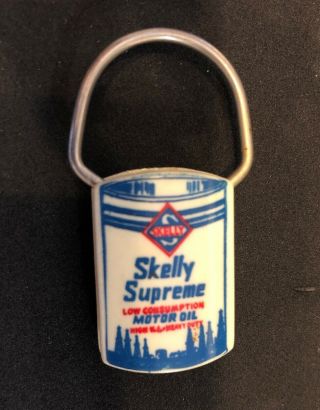 Vtg Skelly Supreme Motor Oil Petroliana Advertising Keychain Fob Springfield Il