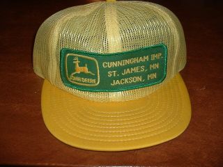 Vintage John Deere Cunningham Imp.  Summer Mesh Louisville Snap Back Hat Nbw