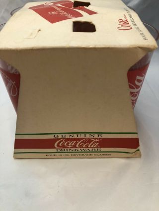4 vintage Coca Cola Classic 16oz drinking glasses.  Formula double Logo 3