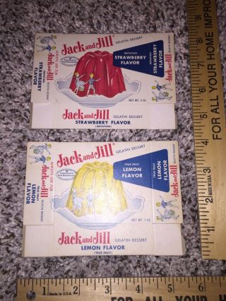 2 Diff Vintage Jack And Jill Gelatin Dessert Boxes Old Stock Never Folded