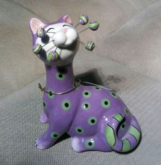 Amy Lacombe Annaco Creations Whimsiclay Ceramic Cat Figurine " Spotty "