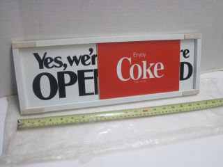 Vintage Coca - Cola Open Closed Door Sign Enjoy Coke Ridan Display 19x6.  5 Soda Old