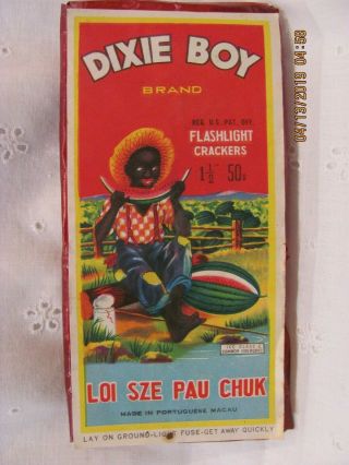 Rare Vintage Dixie Boy Brand Flashlight Crackers Firecracker Label 1 1/2 50 
