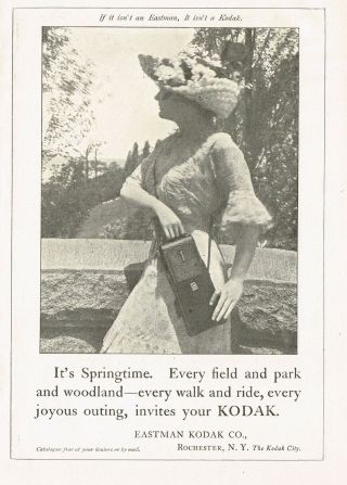 1910s Antique Vintage Kodak Camera Company Lady Fashion Photo Print Ad
