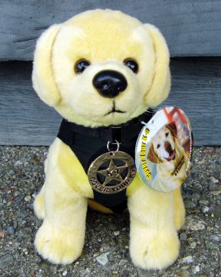 Plush Labrador Retriever Police Or Sar Dog W Metal K9 Badge - K - 9 Fundraiser