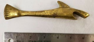 Vintage Solid Brass Shark Bottle Opener Church Key