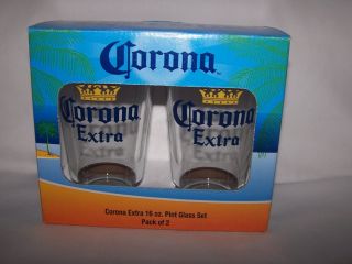 Corona Extra 16 Oz Pint Size Beer Glass 2 Pack Nib Beer Glasses