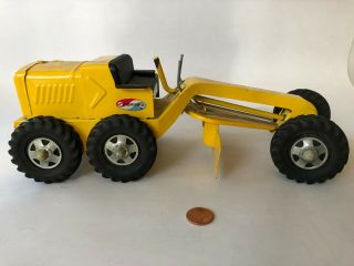 Vintage Structo Road Grader,  Yellow Pressed Steel Great Awesome 7