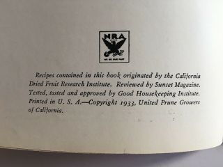 1933 Prunes For Epicures Booklet,  1942 Prune Recipe File,  Vintage California NRA 3