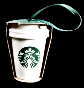 Ornament Starbucks Mini Cup 2016 White Ceramic 2 - 5/8 Inch