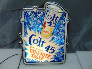 Colt 45 Malt Liquor Light Up Display Sign Blue White Gold Colors 15 1/2 " X 12 "