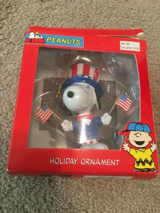 Vintage Kurt Adler Snoopy Uncle Sam Patriot American Flag Christmas Ornament