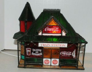Franklin Coca - Cola Train Station Lighted Stained Glass Store 2