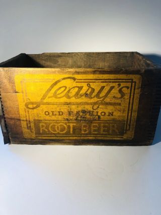Vintage Aged Learys Old Fashion Root Beer Rare Advertising Wooden Box