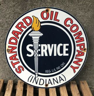 Vintage Standard Oil Company Service Porcelain Sign Gas Station Advertising