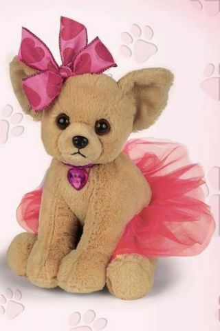Bearington Plush Toy Dressed Chihuahua Chi Stuffed Animal Puppy Dog Pink Skirt