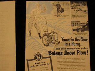 Vintage advertising Brochure paper Bolens Snow blower removal products plow 3