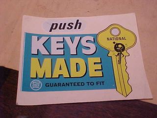 Vintage National Key Company Door Push Decal 2 Sided