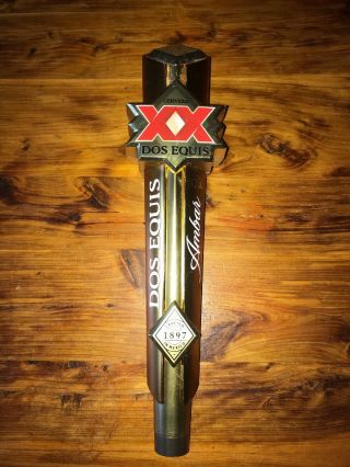 Dos Equis Amber Lager Xx Cerveza Beer Tap Handle 12.  5” Tall - Gold