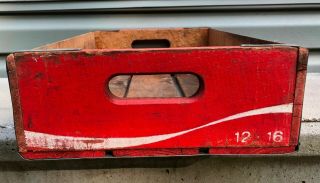 Vtg 18x12 Red Coca Cola Wooden CRATE case soda pop bottle 4
