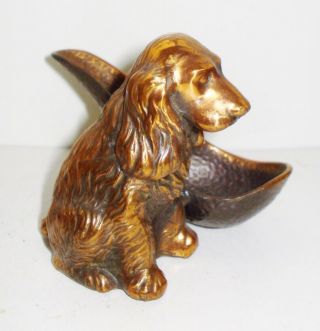 Vintage Copper Pipe Rest Dog Figurine Cute Cocker Design Nr