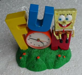 Spongebob Squarepants Fun Singing Alarm Clock 2002 Nickelodeon; Missing Plankton