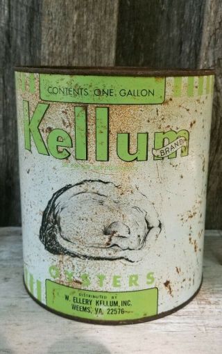 Kellums Weems Virginia Oyster Can 1 Gallon VA Looking Kellum & Oyster Matchbook 2