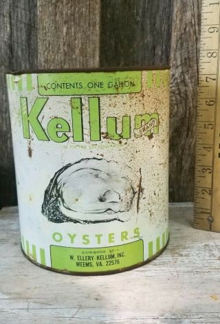 Kellums Weems Virginia Oyster Can 1 Gallon VA Looking Kellum & Oyster Matchbook 3